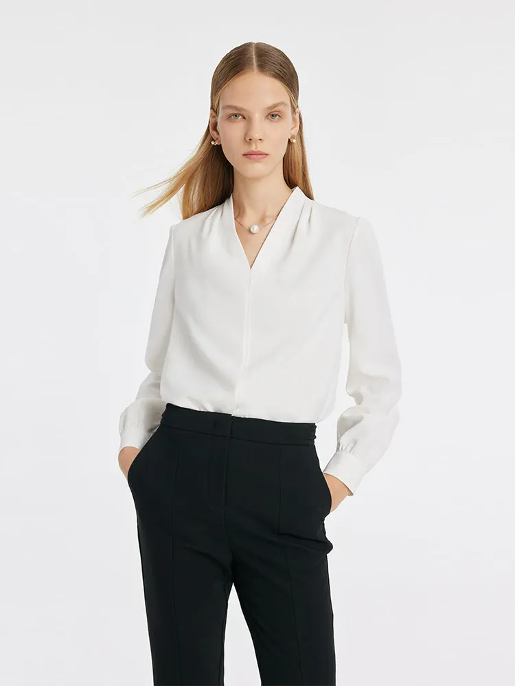 V-Neck Women Blouse With Pearl Chain sold by Goelia