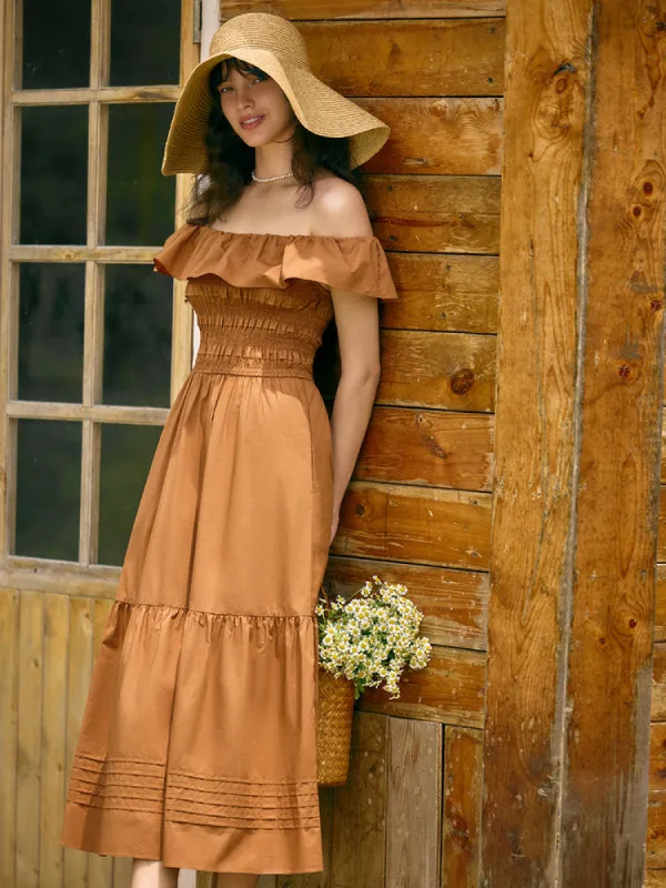 Ruffle Off Shoulder Women Maxi Dress made by Goelia