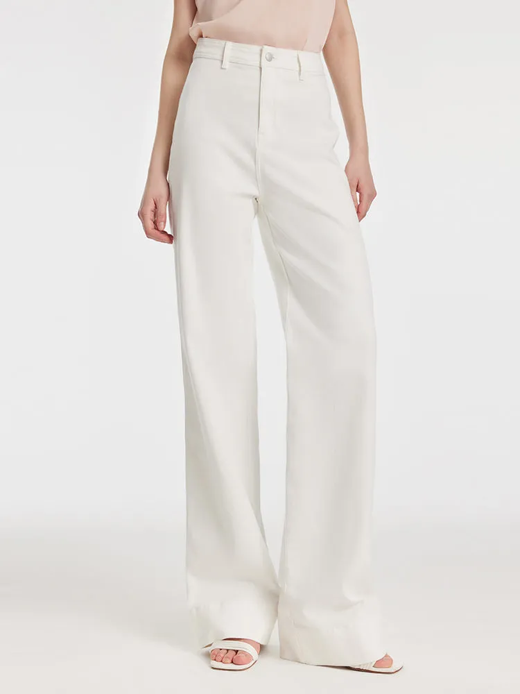 High-Waisted Straight Full Length Women Jeans sold by Goelia