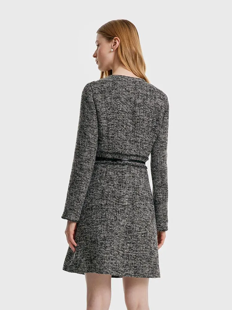 Round Neck Tweed Dress With Belt sold by Goelia product image thumbnail 3