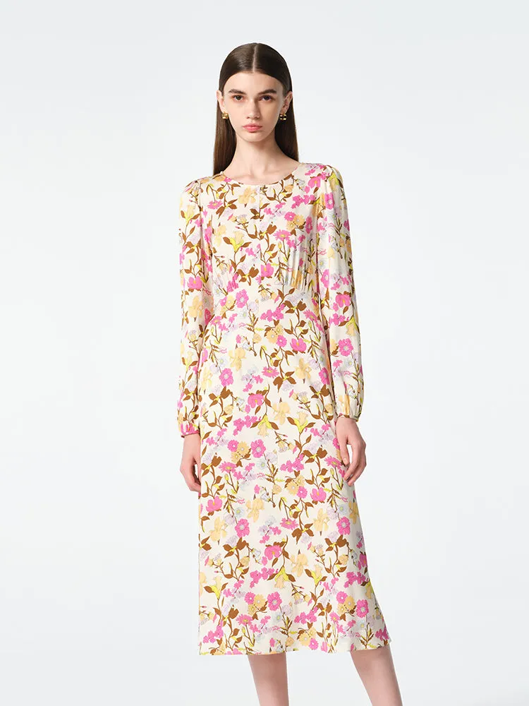 19 Momme Mulberry Silk Floral Print Women Midi Dress sold by Goelia product image thumbnail 5