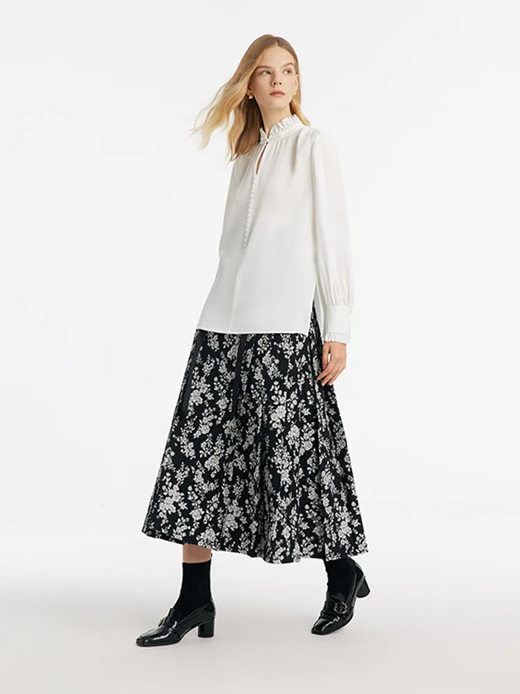 Diacetate Ruffle Mandarin Collar Women Blouse sold by Goelia product image thumbnail 2