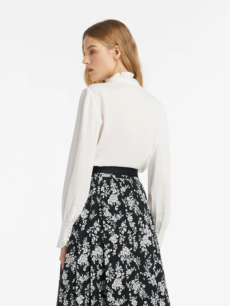 Diacetate Ruffle Mandarin Collar Women Blouse sold by Goelia product image thumbnail 3