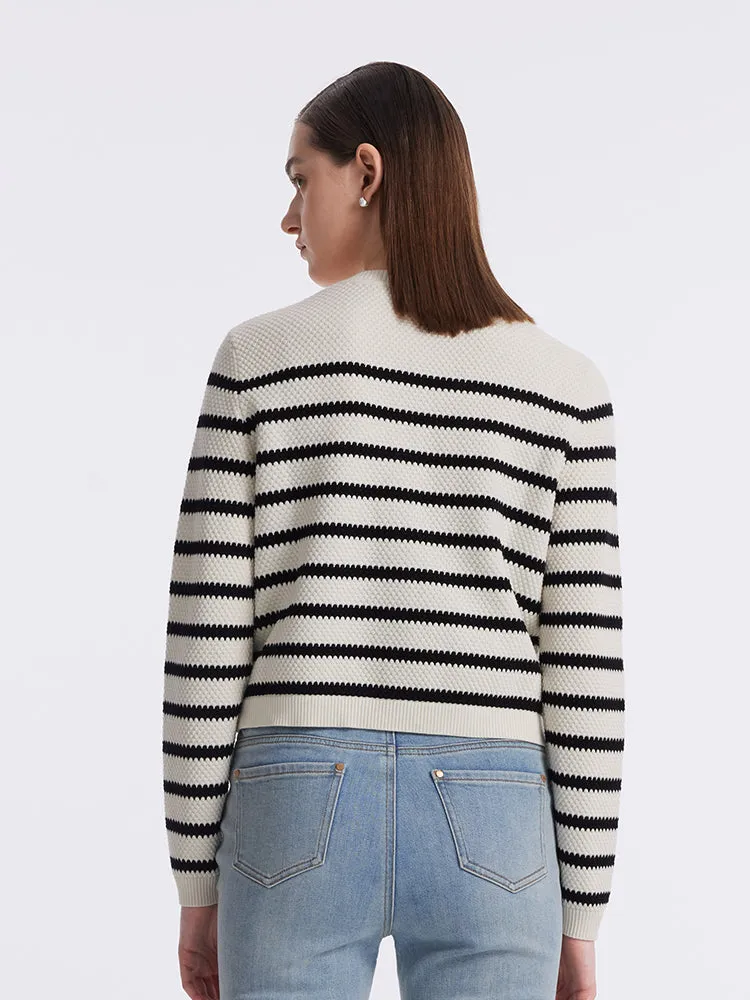 Striped Pearl Button Knitted Women Cardigan sold by Goelia product image thumbnail 5