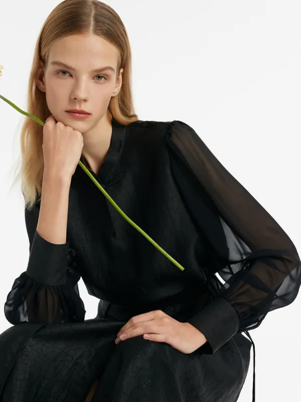 18 Momme Pure Xiang Yun Silk New Chinese-Style Women Blouse sold by Goelia