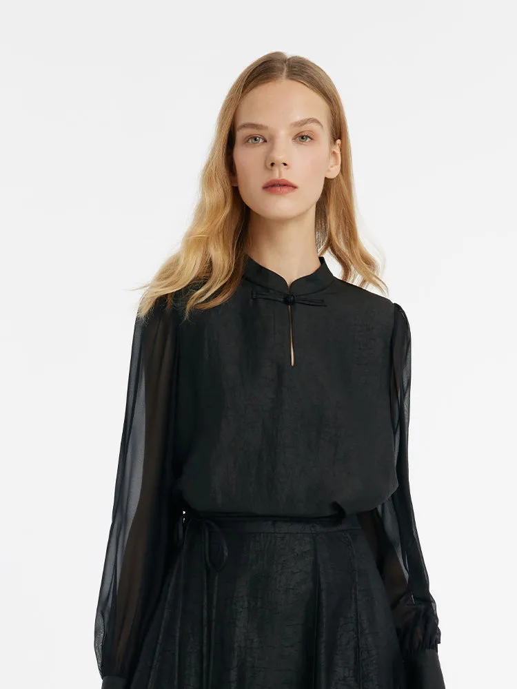 18 Momme Pure Xiang Yun Silk New Chinese-Style Women Blouse sold by Goelia product image thumbnail 4