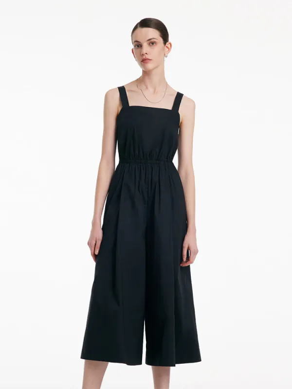 Cotton Strap Gathered Waist Jumpsuit With Detachable Chest Pads sold by Goelia