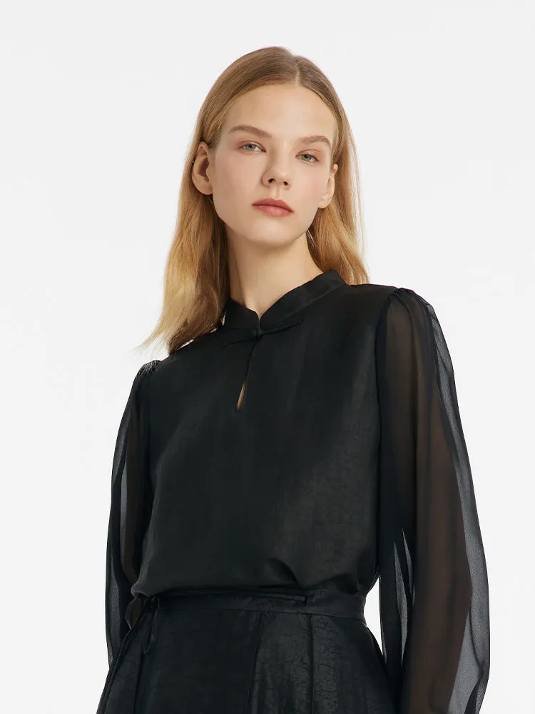 18 Momme Pure Xiang Yun Silk New Chinese-Style Women Blouse sold by Goelia product image thumbnail 5