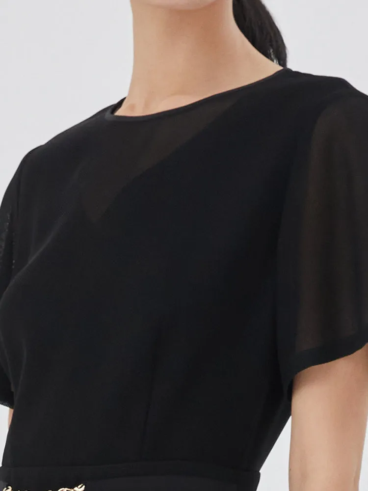 Triacetate And Silk Mesh Women Midi Dress sold by Goelia product image thumbnail 5