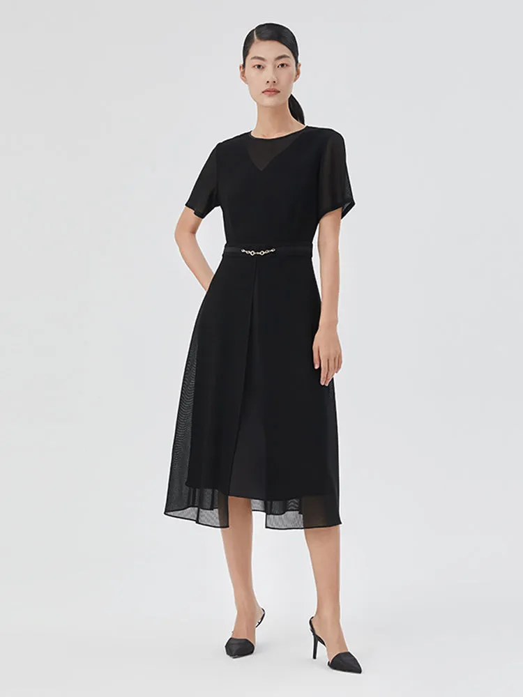 Triacetate And Silk Mesh Women Midi Dress sold by Goelia