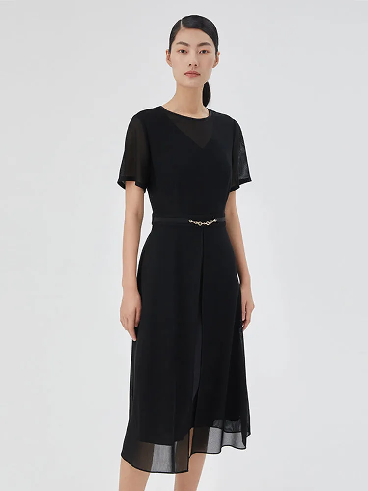 Triacetate And Silk Mesh Women Midi Dress sold by Goelia product image thumbnail 3