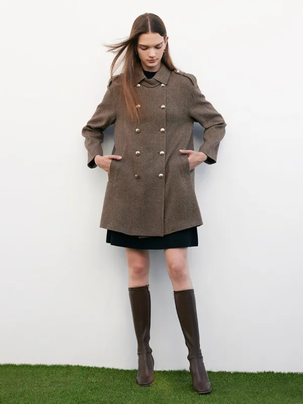 Machine Washable Wool Double-Breasted Women Coat sold by Goelia