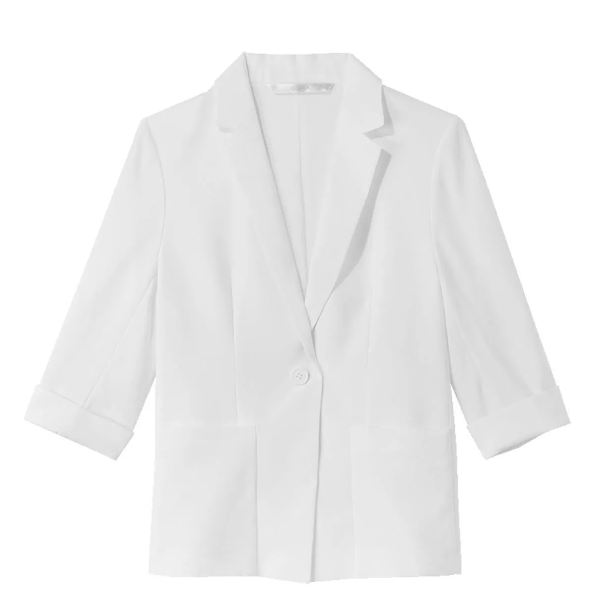 White Triacetate Three Quarter Sleeve Slim Women Blazer sold by Goelia product image thumbnail 5