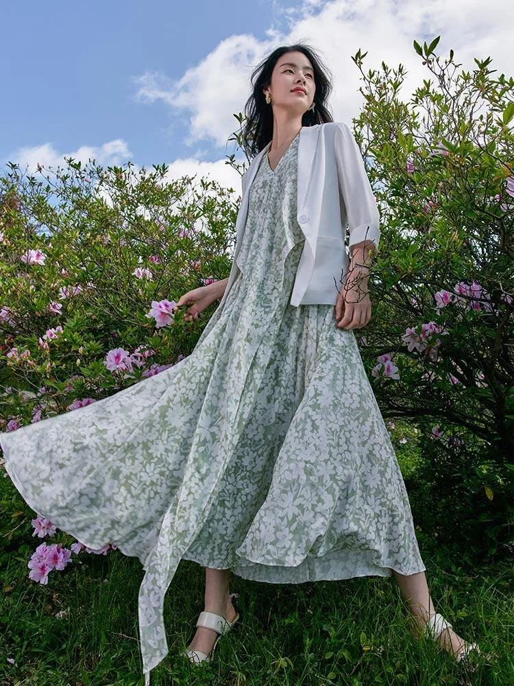 White Triacetate Three Quarter Sleeve Slim Women Blazer sold by Goelia product image thumbnail 2