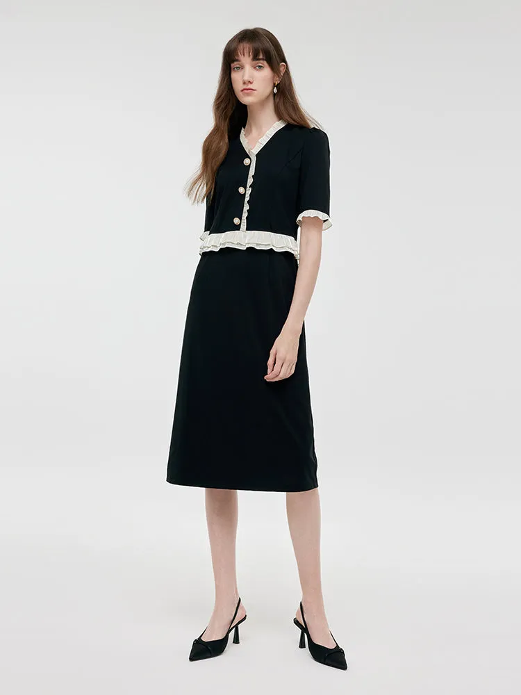 Ruffle Patchwork Women Midi Dress sold by Goelia product image thumbnail 2