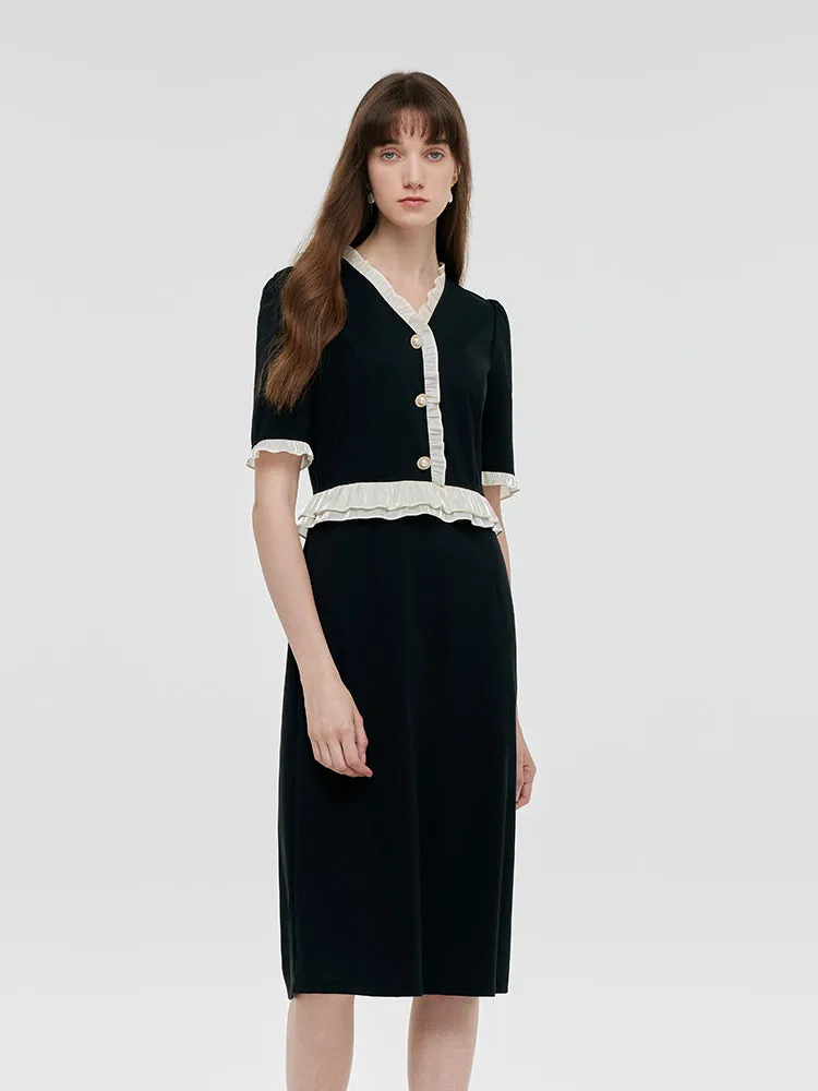 Ruffle Patchwork Women Midi Dress sold by Goelia product image thumbnail 4