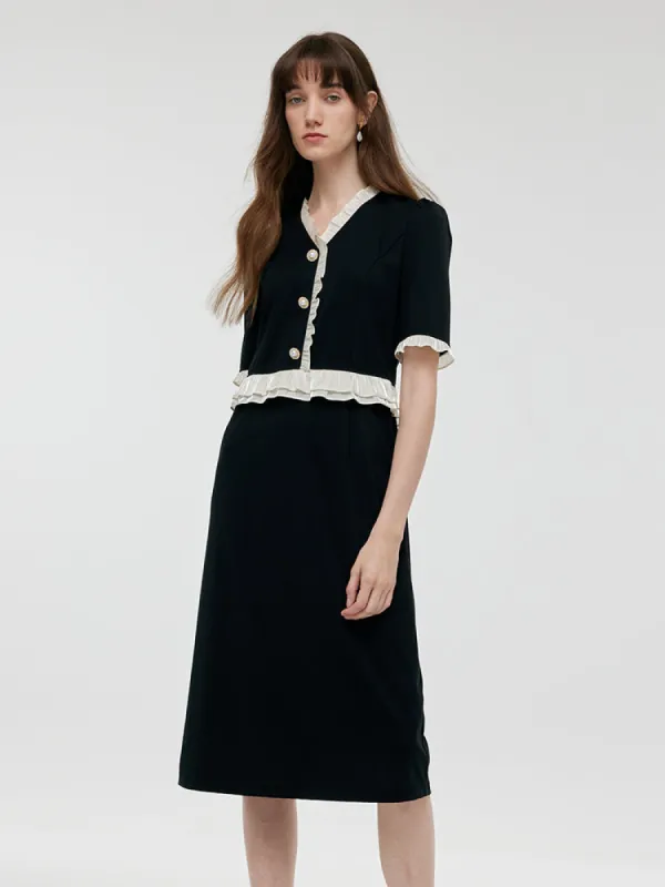 Ruffle Patchwork Women Midi Dress sold by Goelia