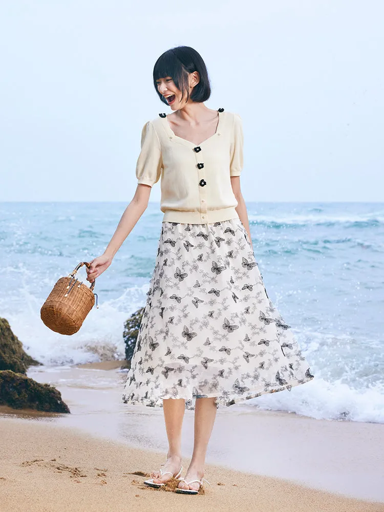 Mesh Embroidery Mid-Calf Women Skirt sold by Goelia product image thumbnail 3