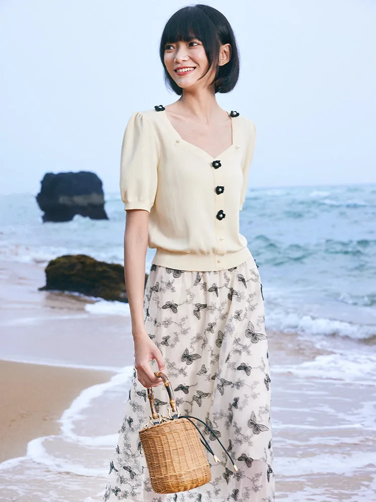 Mesh Embroidery Mid-Calf Women Skirt sold by Goelia product image thumbnail 5