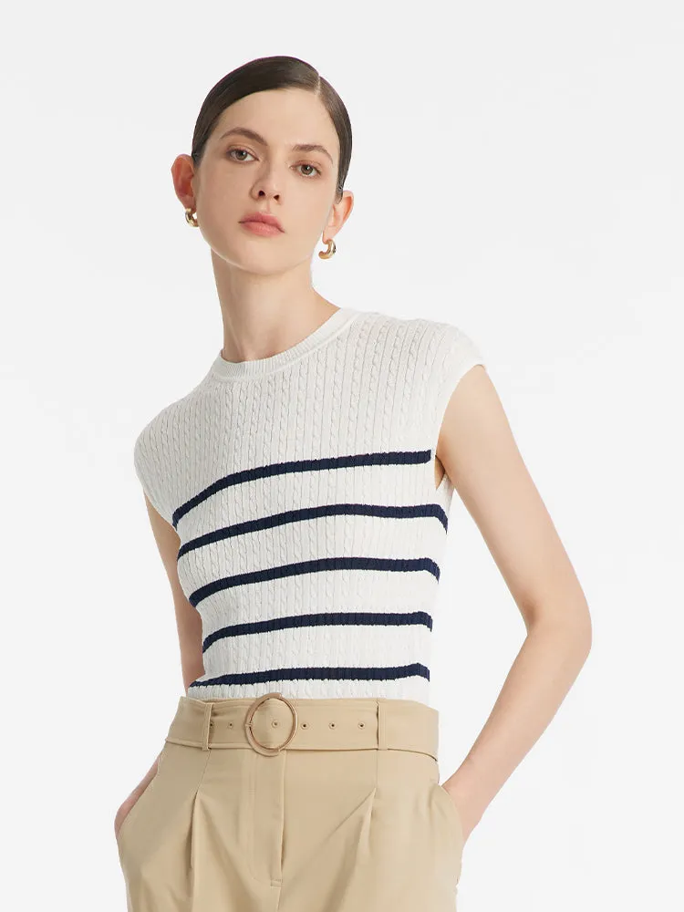 Acetate Knitted Striped Pullover Women Knit Top sold by Goelia product image thumbnail 4