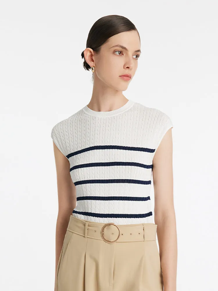 Acetate Knitted Striped Pullover Women Knit Top sold by Goelia product image thumbnail 5
