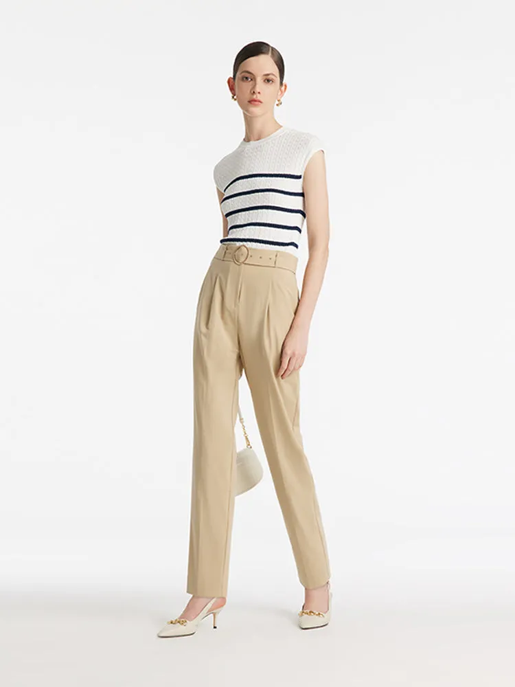 Acetate Knitted Striped Pullover Women Knit Top sold by Goelia product image thumbnail 2