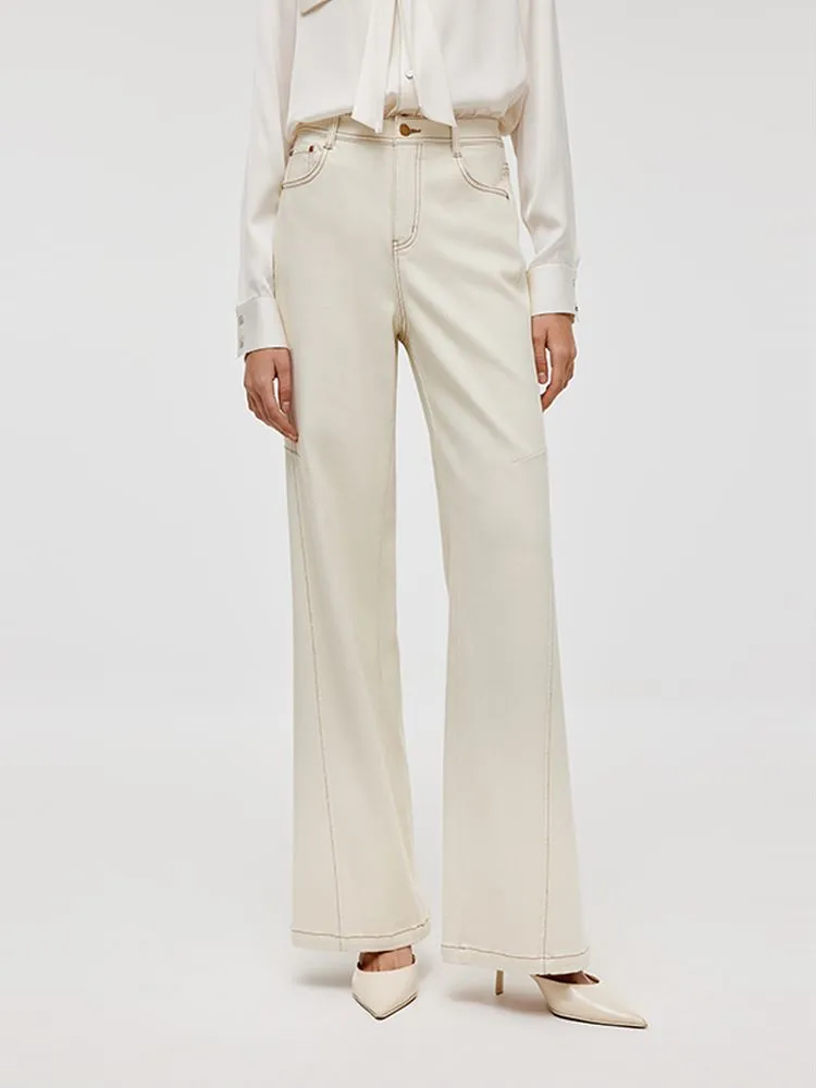 Contrast Stitch Micro-Flared Women Jeans sold by Goelia