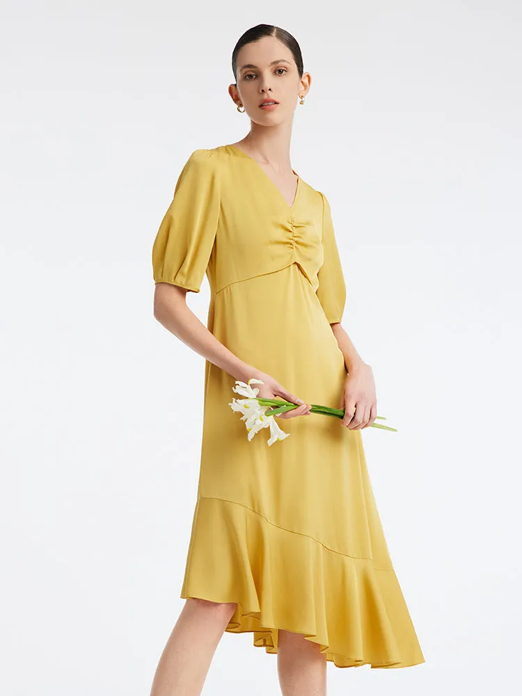 22 Momme Silk Puff Sleeve Midi Dress sold by Goelia product image thumbnail 4