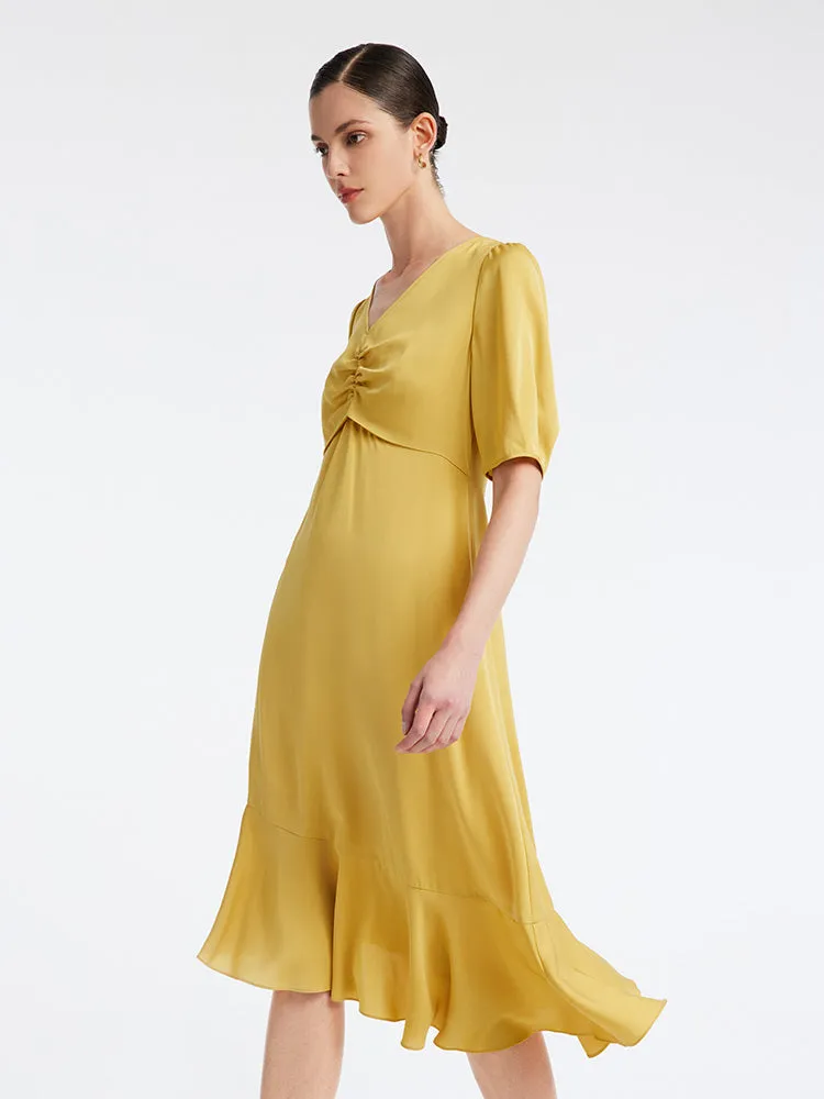 22 Momme Silk Puff Sleeve Midi Dress sold by Goelia product image thumbnail 3