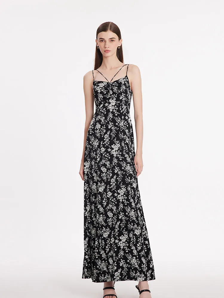 Camellia Print Spaghetti Strap Women Maxi Dress sold by Goelia