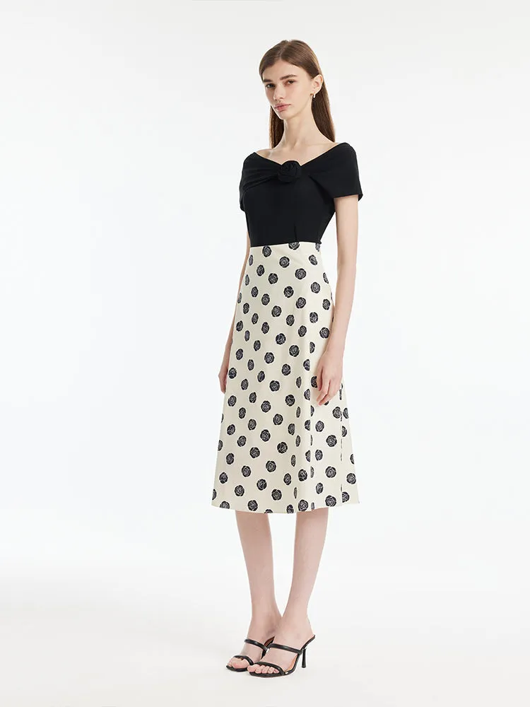 Off Shoulder 3D Rose Knotted Top And Half Skirt Two-Piece Set sold by Goelia product image thumbnail 2