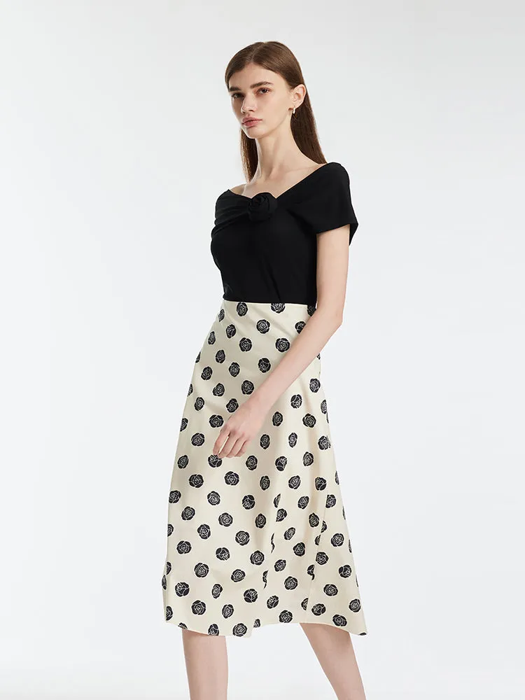 Off Shoulder 3D Rose Knotted Top And Half Skirt Two-Piece Set sold by Goelia product image thumbnail 4