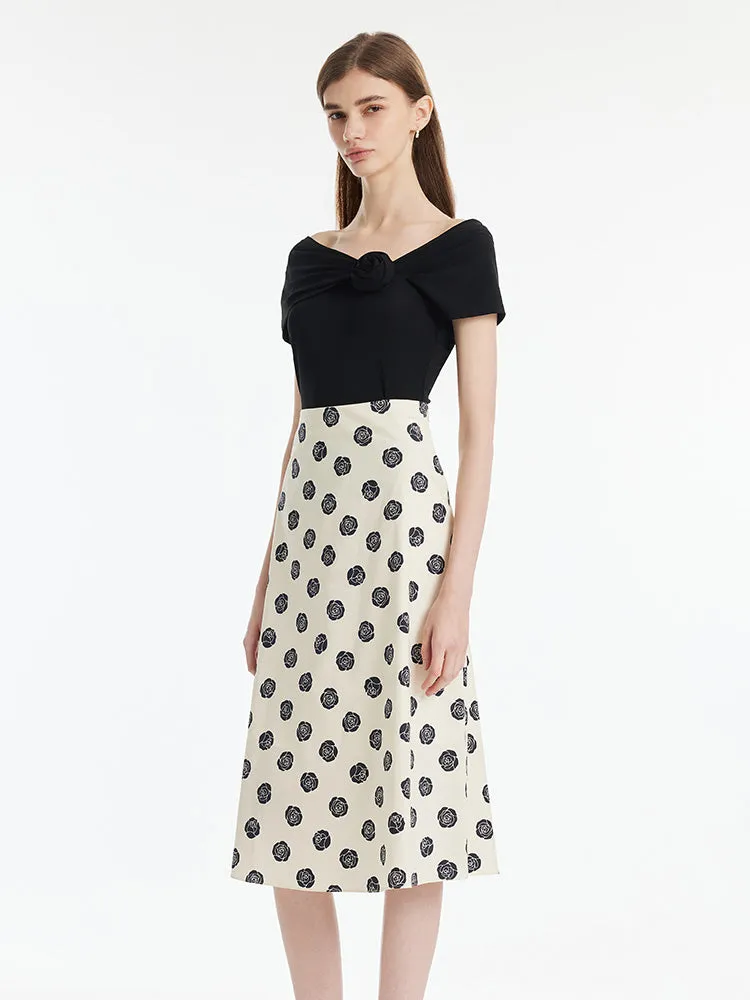 Off Shoulder 3D Rose Knotted Top And Half Skirt Two-Piece Set sold by Goelia