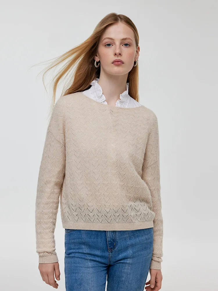 Beige Cashmere Sequins Women Sweater sold by Goelia