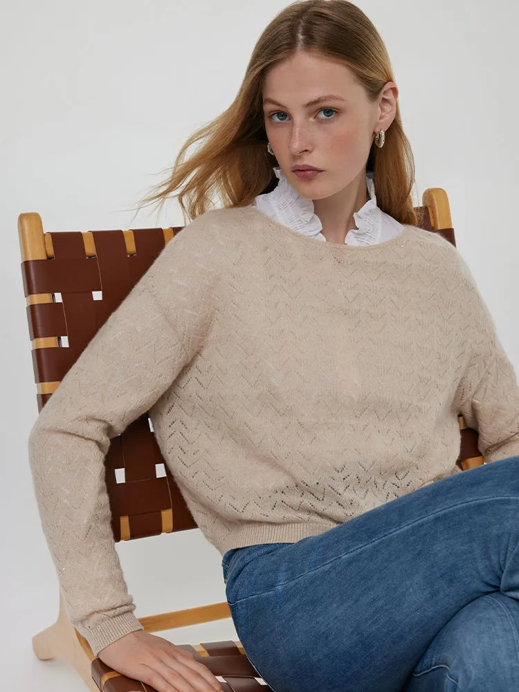 Beige Cashmere Sequins Women Sweater sold by Goelia product image thumbnail 5