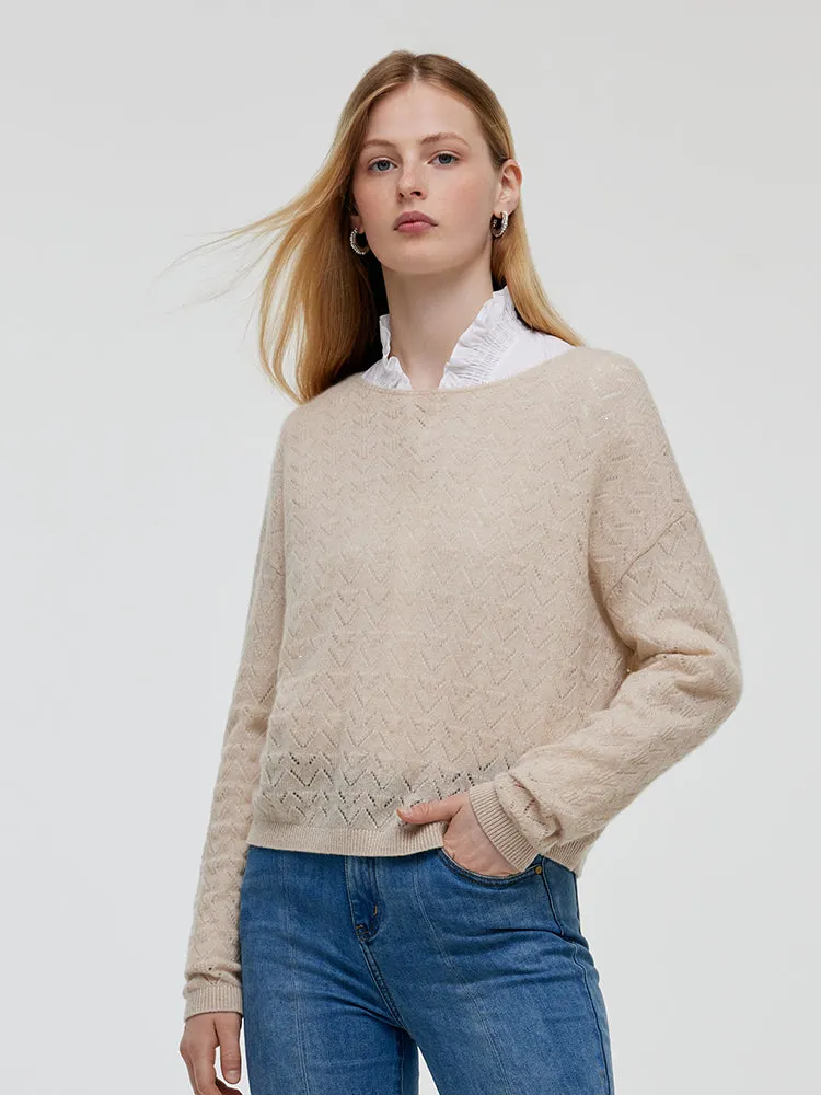 Beige Cashmere Sequins Women Sweater sold by Goelia product image thumbnail 2
