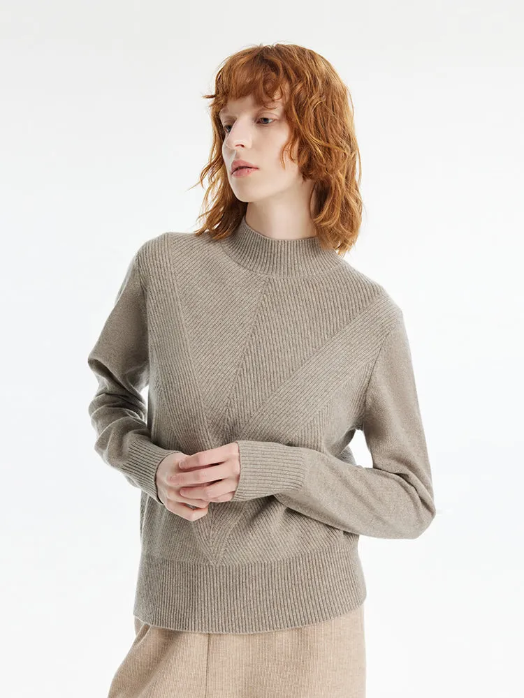 Cashmere Mock Neck Women Pullover Sweater sold by Goelia