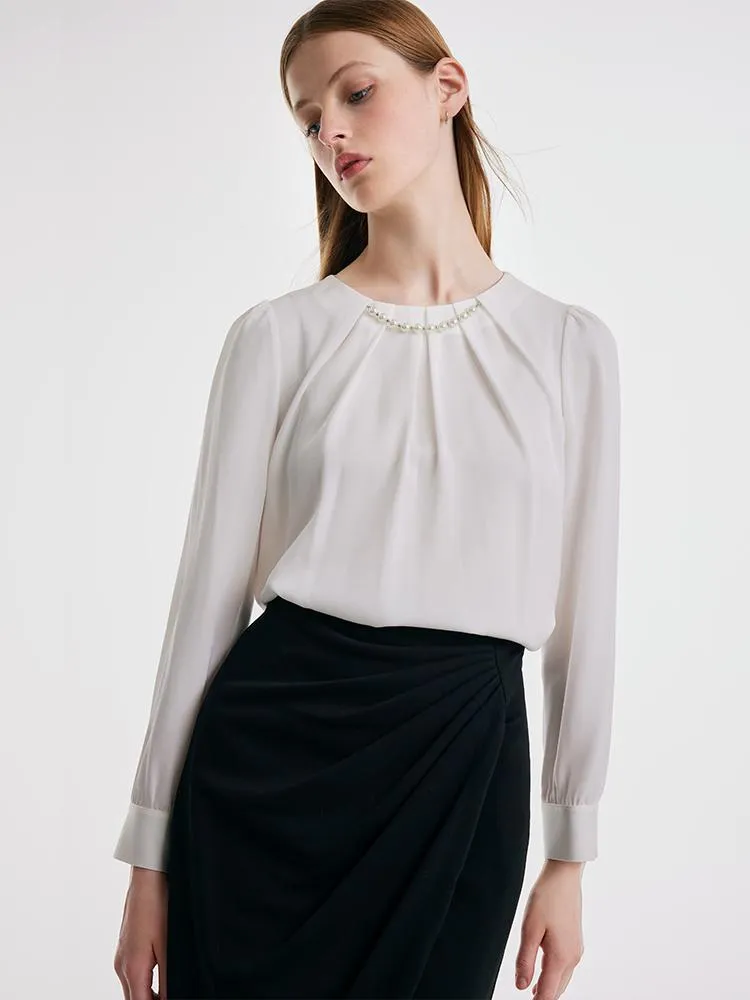 Acetate Woven Blouse With Pearl Chain sold by Goelia product image thumbnail 2