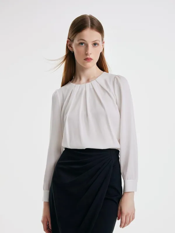 Acetate Woven Blouse With Pearl Chain sold by Goelia