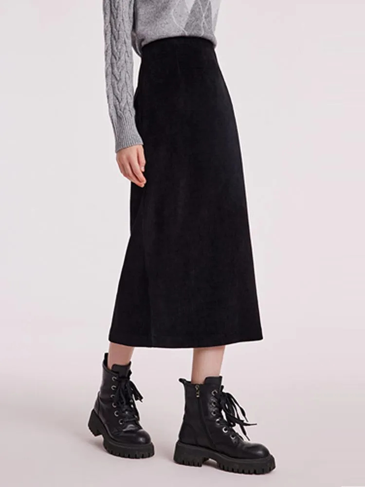 Black Straight Knitted Slit Women Skirt sold by Goelia product image thumbnail 4