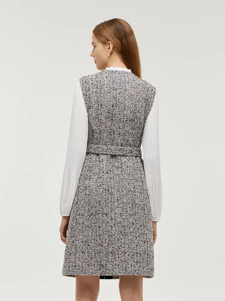 Wool Blend Lantern Sleeve Women Mini Dress With Belt sold by Goelia product image thumbnail 3