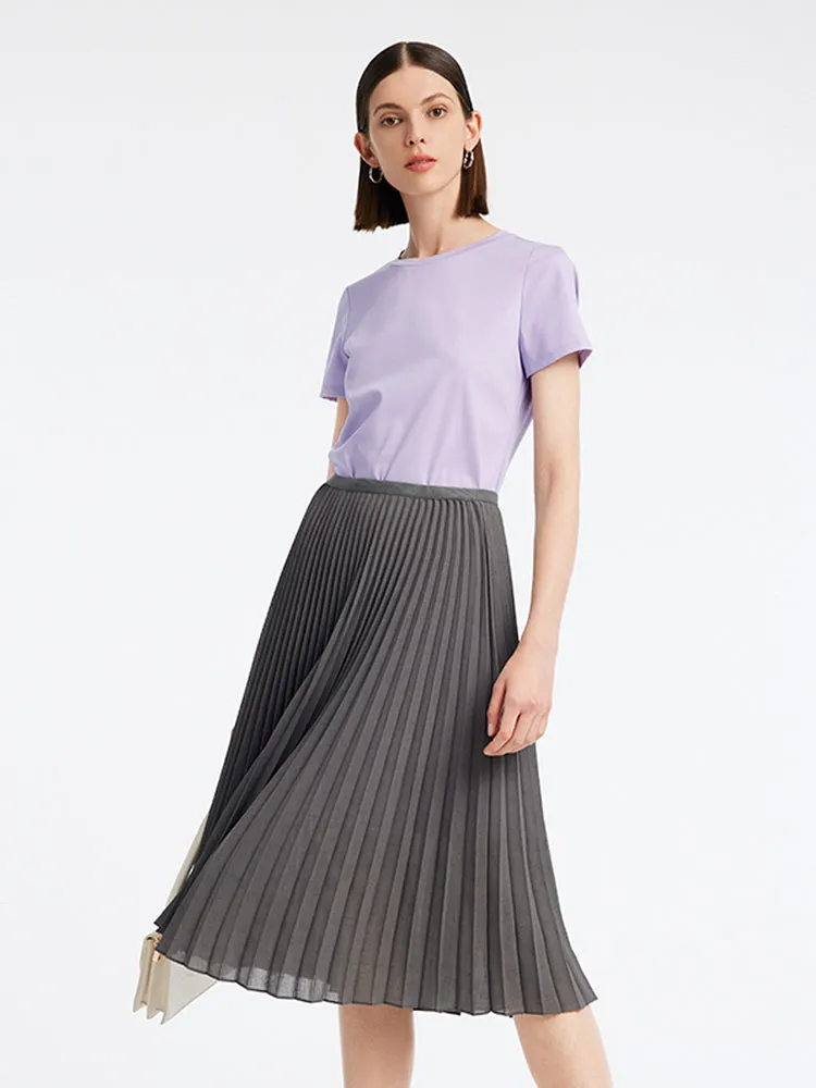 Purple T-shirt Dress And Grey Pleated Skirt Two-Piece Set sold by Goelia product image thumbnail 3