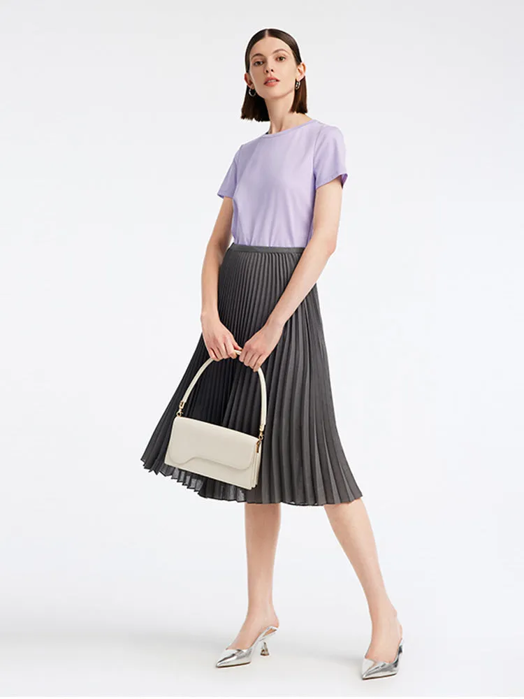 Purple T-shirt Dress And Grey Pleated Skirt Two-Piece Set sold by Goelia product image thumbnail 2