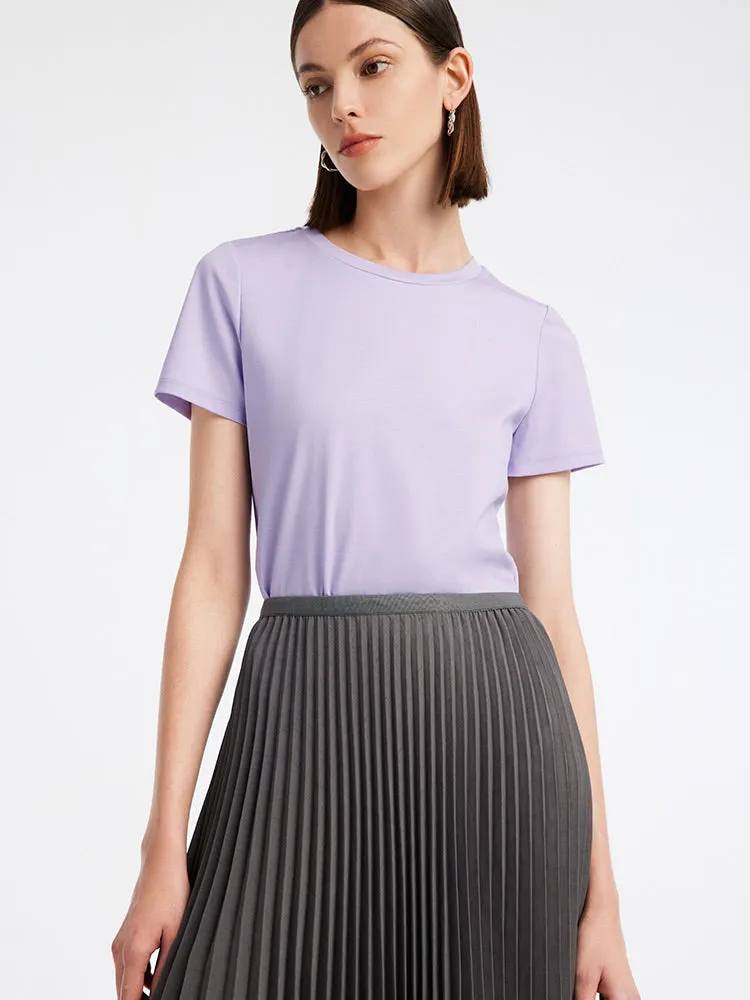 Purple T-shirt Dress And Grey Pleated Skirt Two-Piece Set sold by Goelia product image thumbnail 5