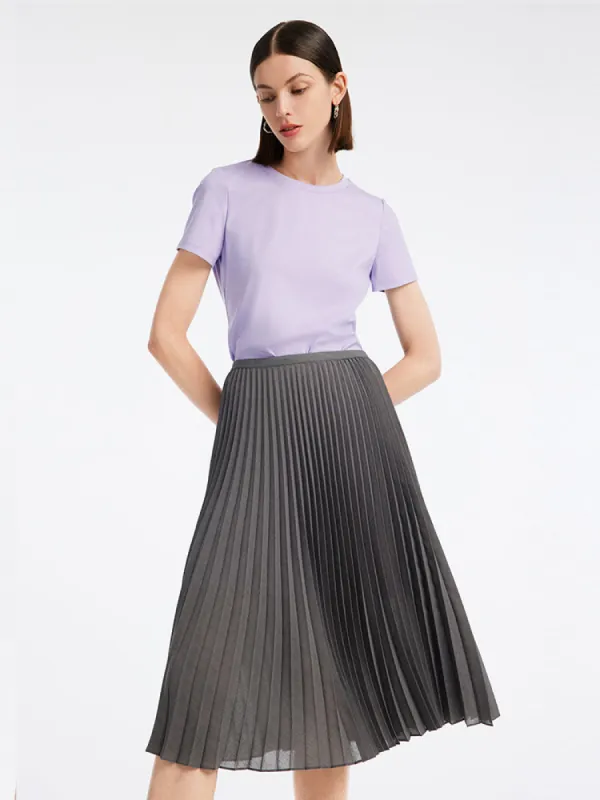 Purple T-shirt Dress And Grey Pleated Skirt Two-Piece Set sold by Goelia