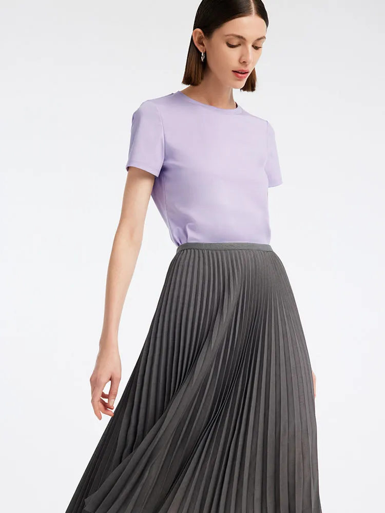Purple T-shirt Dress And Grey Pleated Skirt Two-Piece Set sold by Goelia product image thumbnail 4
