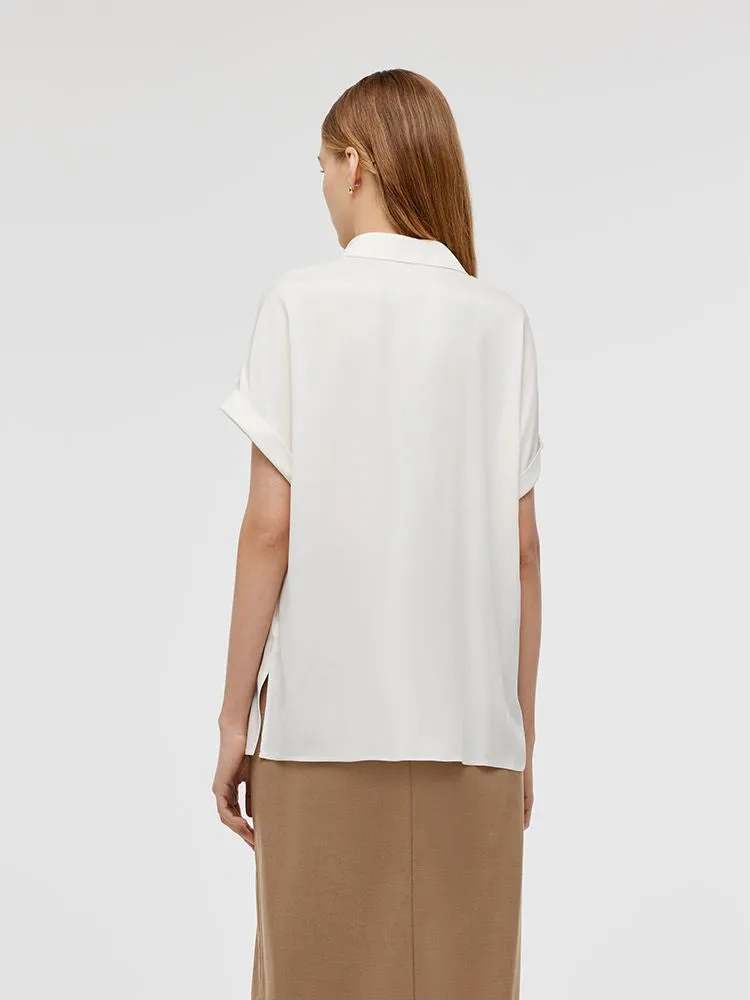 Mulberry Silk Lapel Women Shirt sold by Goelia product image thumbnail 3