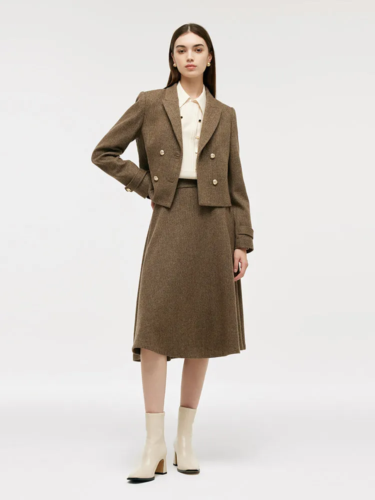 Washable Wool Crop Jacket And A-Line Skirt Two-Piece Set sold by Goelia product image thumbnail 2