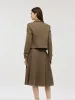 Washable Wool Crop Jacket And A-Line Skirt Two-Piece Set sold by Goelia