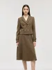 Washable Wool Crop Jacket And A-Line Skirt Two-Piece Set sold by Goelia